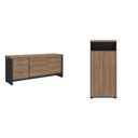 Ver imagem 2 de Kit 2 Peças com Balcão Organizador e Armário Multiuso 2 Portas Marrom/Nogal/Preto Artany