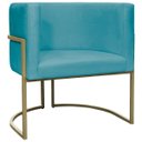Ver imagem 1 de Poltrona Decorativa Recepção Luna Suede Base Ferro Champagne