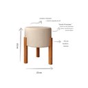 Ver mais imagens de Puff Banqueta Redonda Linho Bege com Pés de Madeira para Sala Quarto e Penteadeira