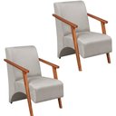 Ver imagem 1 de Kit 2 Poltrona Venus 1 Lugar Braço Madeira Maciça Tecido Suede Unidecor Bege