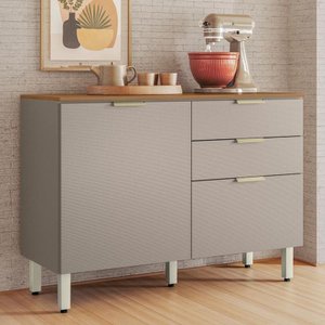 Balcão Cozinha Alba 2 Portas e 2 Gavetas com Tampo -demóbile:amêndola Touch / Nude Prime Tx