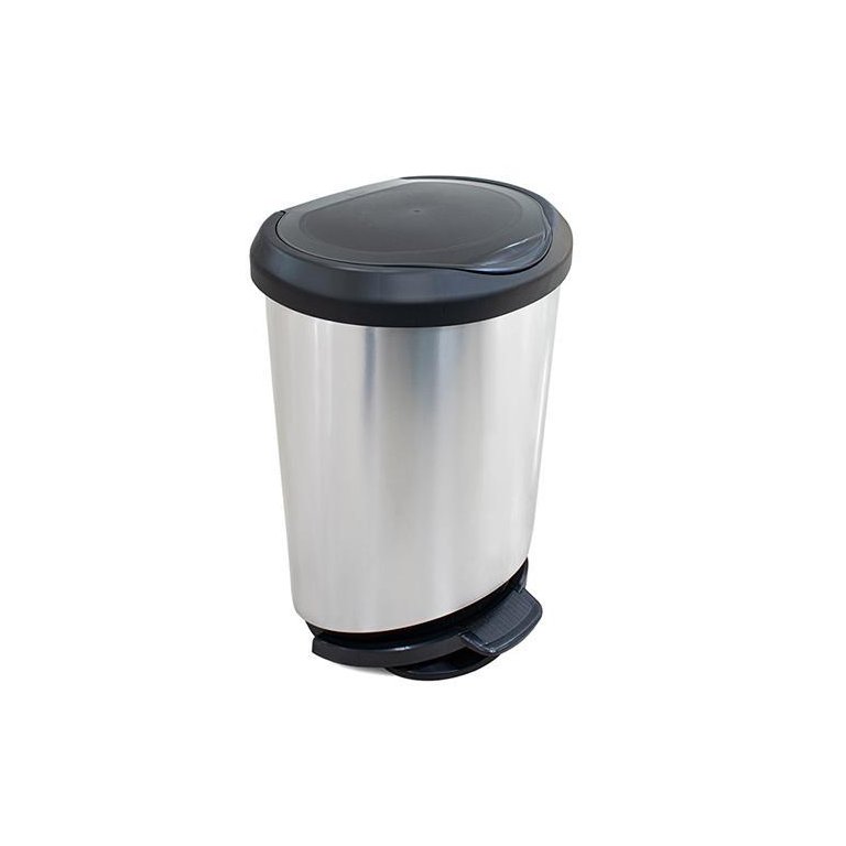 Lixeira Com Pedal E Borda 45 Litros Prata Label 25744