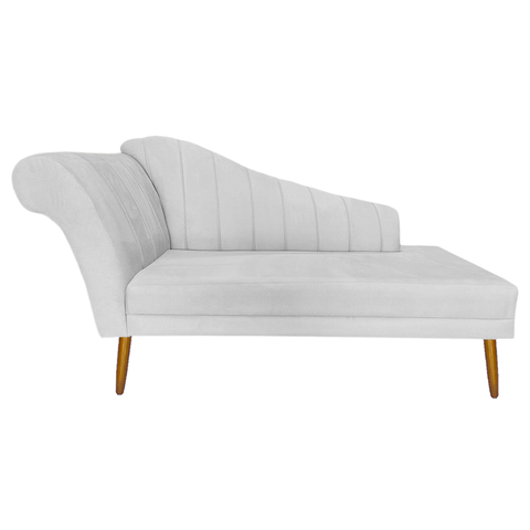 Recamier Divã Pés Palito para Sala Cecilia 1.60cm Corano Branco - Incasa Decor