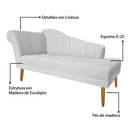 Ver imagem 7 de Recamier Divã Pés Palito para Sala Cecilia 1.60cm Corano Branco - Incasa Decor