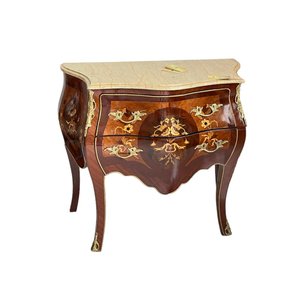 Cômoda Hall Decoração Francesa Marchetaria Florais Luxuoso