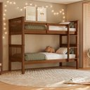 Ver imagem 1 de Beliche Solteiro Madeir Maciça Reforçada com Grade e Escada