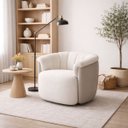 Ver imagem 4 de Poltrona Giratoria Orgânica Elegante Confortavel Redonda Anatomica Sala Quarto Recepção Boucle Bege