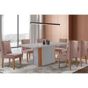 Ver imagem 1 de Conjunto: Mesa Sala Jantar Pietã¡ Curvo 180cm + 6 Cadeiras Maldivas Madeira Naturale/off White -