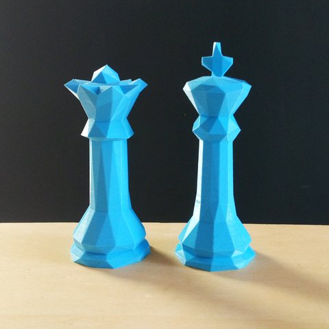 Estatuetas Rei e Rainha - Peças decorativas De Xadrez - Decoração - Toque 3D:Azul Claro