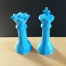 Estatuetas Rei e Rainha - Peças decorativas De Xadrez - Decoração - Toque 3D:Azul Claro - 2