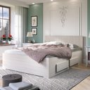 Ver imagem 1 de Cama Reta de Casal com 4 gavetas Ilan 1254 Carvalho Claro