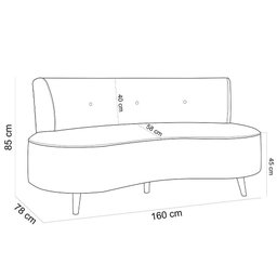 Sofá Chaise Living 2 Lugares 160cm para Sala Istambul K01 Bouclê Bege - Lyam Decor - 3