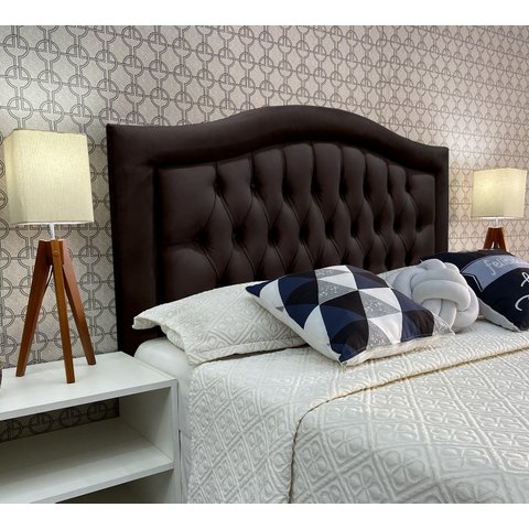 Cabeceira Queen 160 Cama Box Sophia Provençal Marrom Suede com Pés Rbl