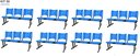 Ver imagem 1 de Kit com 8 Cadeiras Longarina Plástica 03 Lugares Cor Azul Mastcmol