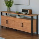 Ver imagem 2 de Aparador Buffet para Sala de Jantar 4 Portas Industrial Suria D03 Freijó Preto Fosco - Lyam Decor