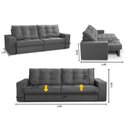 Ver imagem 3 de Sofá Retrátil e Reclinável 2 Lugares 1,90m com Molas Melissa Suede Rover & Beato