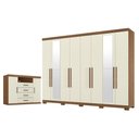 Ver imagem 5 de Guarda Roupa Casal 8 Portas 4 Gavetas Master New com Espelho e Pés e Cômoda Havana Master Jatobá Are