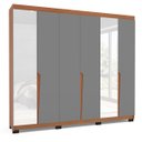 Ver imagem 2 de Roupeiro Casal Porto 6 Portas com Espelho 242x214cm Freijó/Cinza 240848