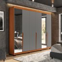 Ver imagem 1 de Roupeiro Casal Porto 6 Portas com Espelho 242x214cm Freijó/Cinza 240848
