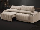 Ver imagem 1 de Sofá com Porta Copos Carregador Usb Ret Rec Murano 2,00m Velosuede - Netsofas - Capuccino