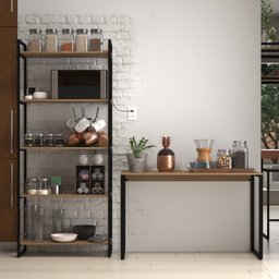 Kit Industrial Mesa + Estante Multiuso P/ Cozinha AJL Estilo Industrial - 1