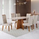 Ver imagem 1 de Conjunto Sala de Jantar Talento Mesa 160x80cm e 6 Cadeiras Iza Mel/off White/bege- Casa Giulia