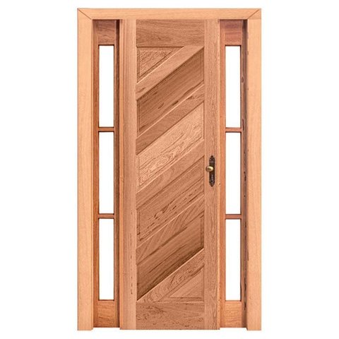 Kit Porta de Madeira Maciça PE26 Batente Duplo de Cedro Arana Esel 213(A)X146(L) Lado Esquerdo