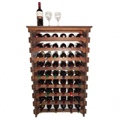 Adega para Vinhos C06 Pinheiro Americano Macico de Reflorestamento 76cm Imbuia 54 Garrafas