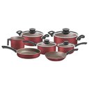 Ver imagem 1 de Jogo de Panelas Tramontina Paris Texture Alumínio Revestimento Antiaderente Starflon Vermelho 7 Pçs 