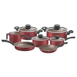 Jogo de Panelas Tramontina Paris Texture Alumínio Revestimento Antiaderente Starflon Vermelho 7 Pçs  - 1