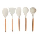 Ver imagem 1 de Kit 5 Utensílios de Silicone com Cabo de Madeira para Cozinha - Oikos