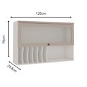 Ver imagem 3 de Armário Aéreo para Cozinha com Porta de Vidro Provençal 100% MDF Iluminata Branco/Fendi