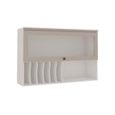Ver imagem 2 de Armário Aéreo para Cozinha com Porta de Vidro Provençal 100% MDF Iluminata Branco/Fendi