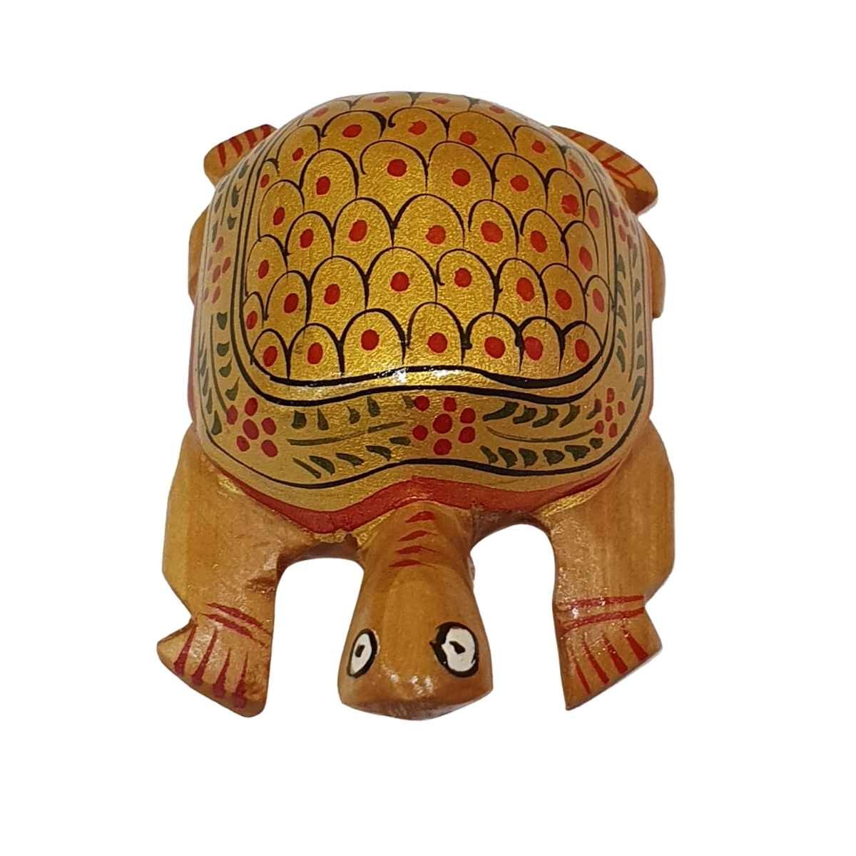 Mini Tartaruga Pintada de Madeira Suar (Modelo 1) 8cm