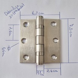 Kit 5 Dobradiças Inox para Porta Dobradiça Anti Ruído 7,5cm - 2