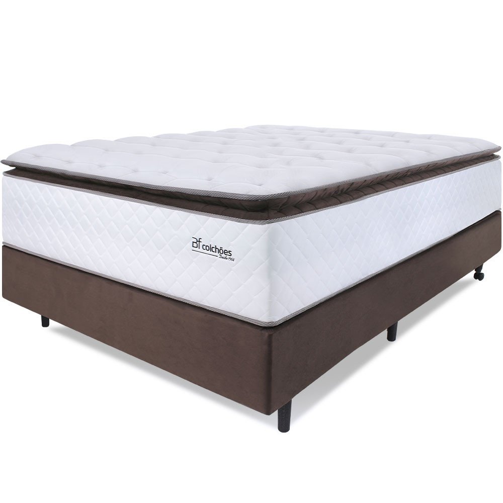 Cama Box Casal Colchão Molas Ensacadas com Pillow Top Extra Conforto 138x188x72cm Premium Sleep BF C