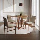 Ver imagem 1 de Conjunto de Jantar Mesa Mônaco 90cm Tampo Imbuia com 4 Cadeiras Bege Base Cobre