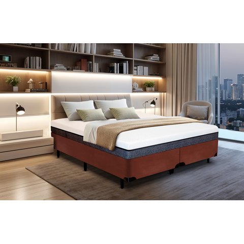 Cama Box King Size Bipartida Serenelife - Suede Marrom