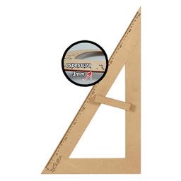 Kit Geométrico do Professor Mdf Com Régua 1 Metro 1 Compasso Para Quadro Branco 40 cm e Esquadro 30º - 4