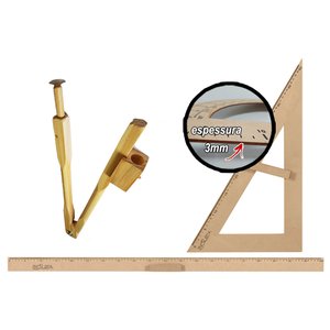 Kit Geométrico do Professor Mdf Com Régua 1 Metro 1 Compasso Para Quadro Branco 40 cm e Esquadro 30º