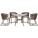 Ver imagem 1 de Mesa com 4 Cadeiras de Jantar Roma 100cm e Noronha em Aluminío Marrom Corda Nautica Estofado 7 Trama