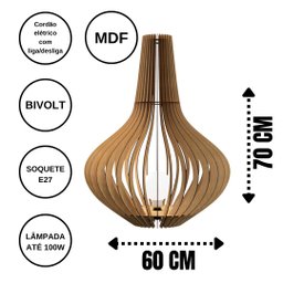 Abajur Grande de Chão BOITUVA MDF Luminária -:MDF CRU/70x60cm - 3