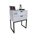 Ver imagem 1 de Mesa de Cabeceira Branca 50cm 2 Gavetas Mdf Quarto Cama Eco - Base Preta - Puxador Preto - (montado)
