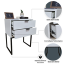 Ver imagem 3 de Mesa de Cabeceira Branca 50cm 2 Gavetas Mdf Quarto Cama Eco - Base Preta - Puxador Preto - (montado)