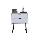Ver imagem 5 de Mesa de Cabeceira Branca 50cm 2 Gavetas Mdf Quarto Cama Eco - Base Preta - Puxador Preto - (montado)