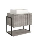 Ver imagem 1 de Gabinete para Banheiro 60cm 100% Mdf Metalon 20x20 1 Porta Basculante Frisê Mgm Móveis Cimento