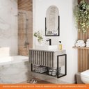 Ver imagem 5 de Gabinete para Banheiro 60cm 100% Mdf Metalon 20x20 1 Porta Basculante Frisê Mgm Móveis Cimento
