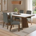 Ver imagem 1 de Conjunto Sala de Jantar Tampo de Madeira 4 Cadeiras Rustic/Branco/Silver Arles Madesa