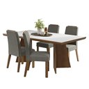 Ver imagem 2 de Conjunto Sala de Jantar Tampo de Madeira 4 Cadeiras Rustic/Branco/Silver Arles Madesa