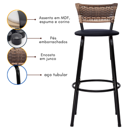 Kit 2 Bancos para Bancada Banqueta Alta Cappuccino Balcão Cozinha Bistrô Área Gourmet Churrasqueira - 5